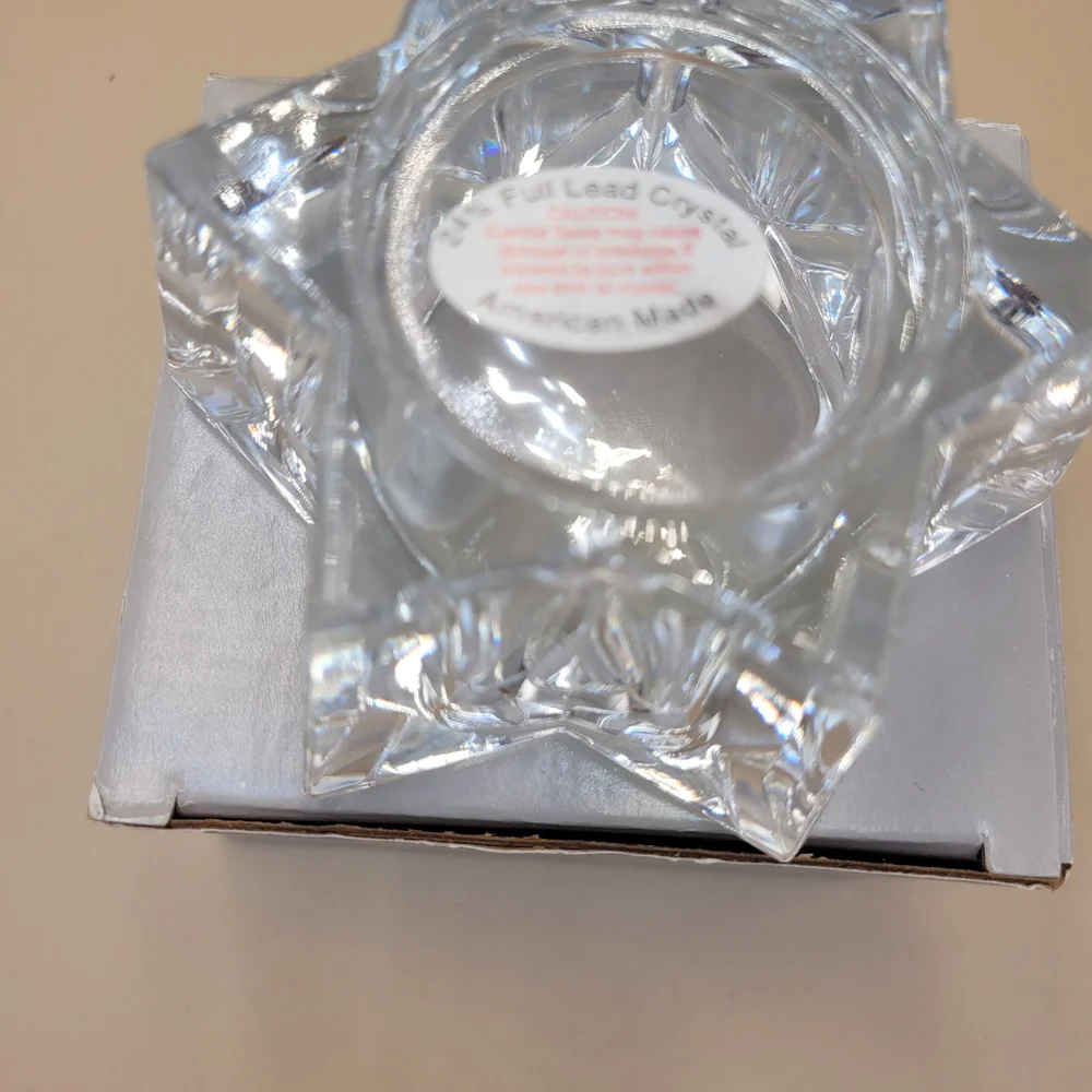 Partylite‎ Starbright 24 % Lead Crystal Candle Holder Votive P0469 NIB Vtg Star